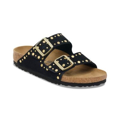 Birkenstock Arizona Rivet Suede Leather Regular Fit Black - Noir - Sandales Birkenstock Arizona Rivet Suede Leather Regular Fit Black - Noir - Sandales