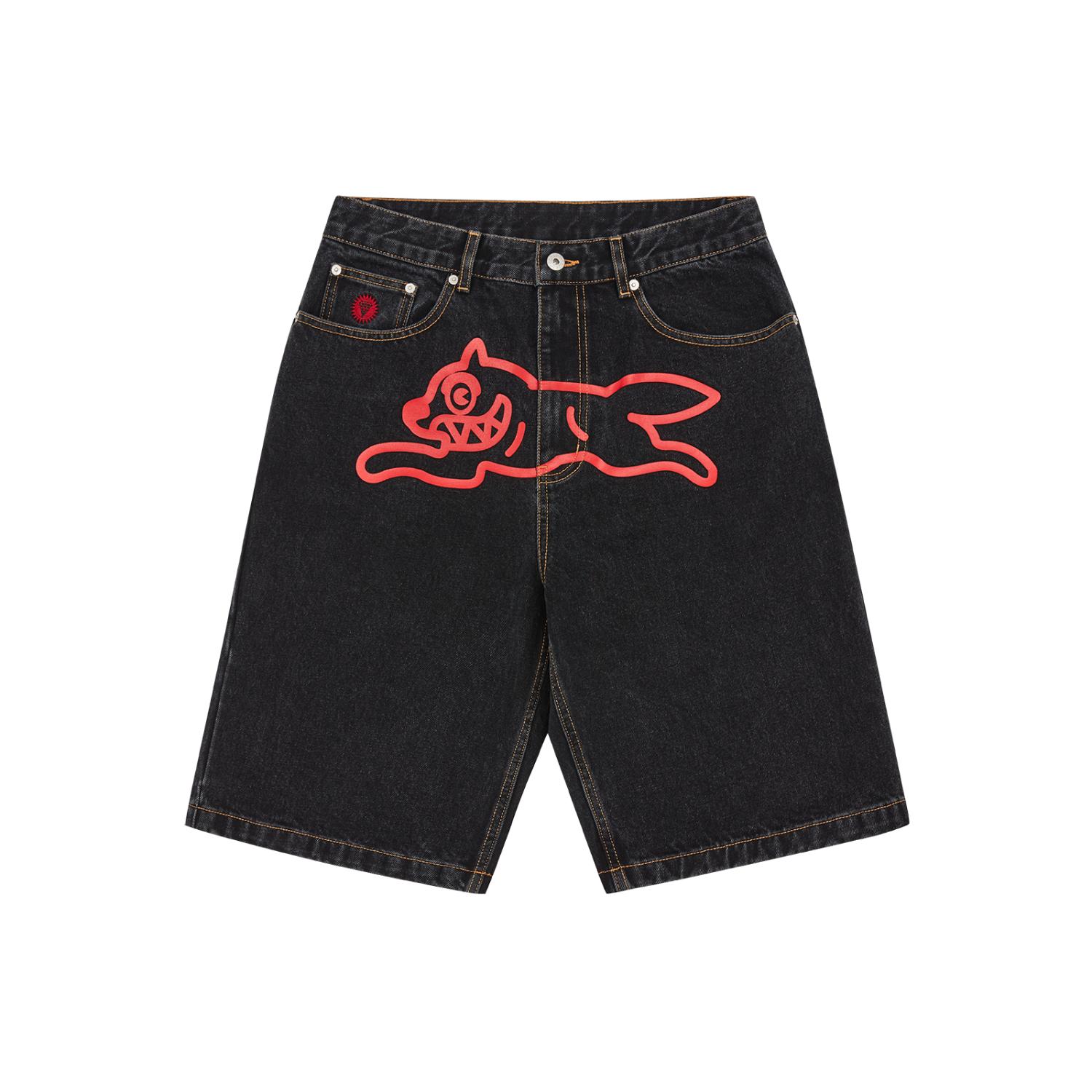 ICECREAM Running Dog Denim Shorts - Hommes - Shorts ICECREAM - Noir - ICD003-BLACK - Taille: 36